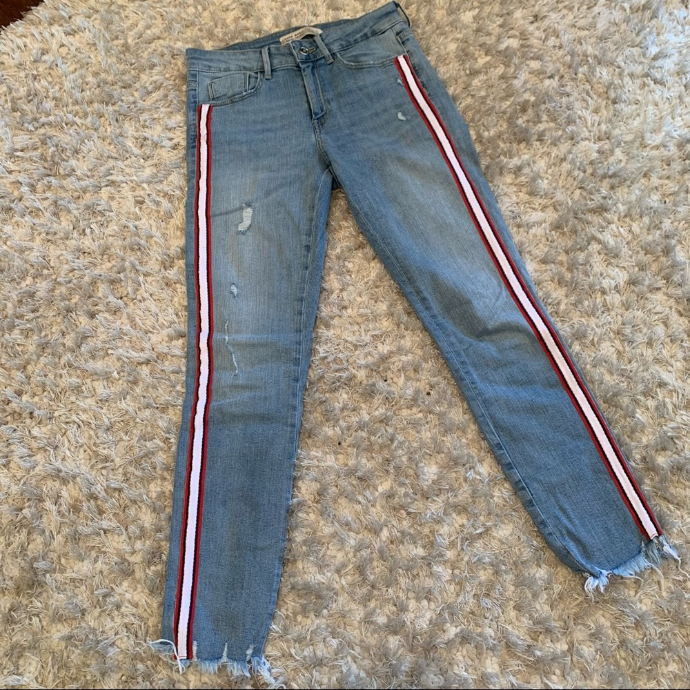 Zara | Basic Denim Jeans with Red Stripe